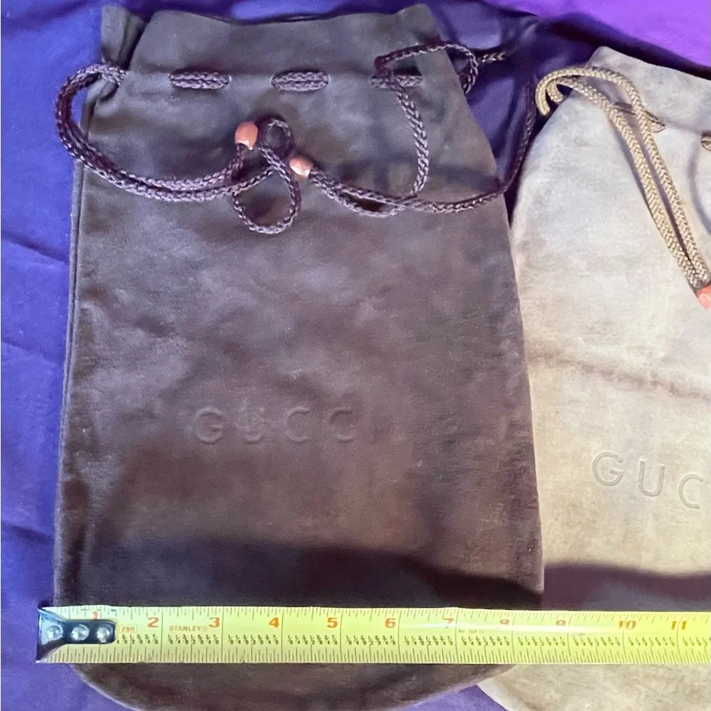 Vintage, Rare Gucci Brown and Tan Suede Dust Bags Trio